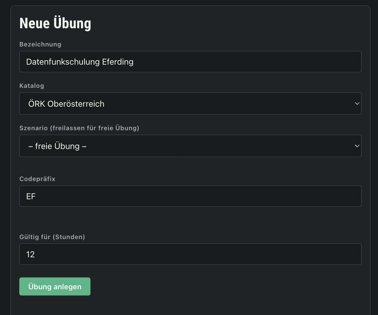 Neue Übung anlegen