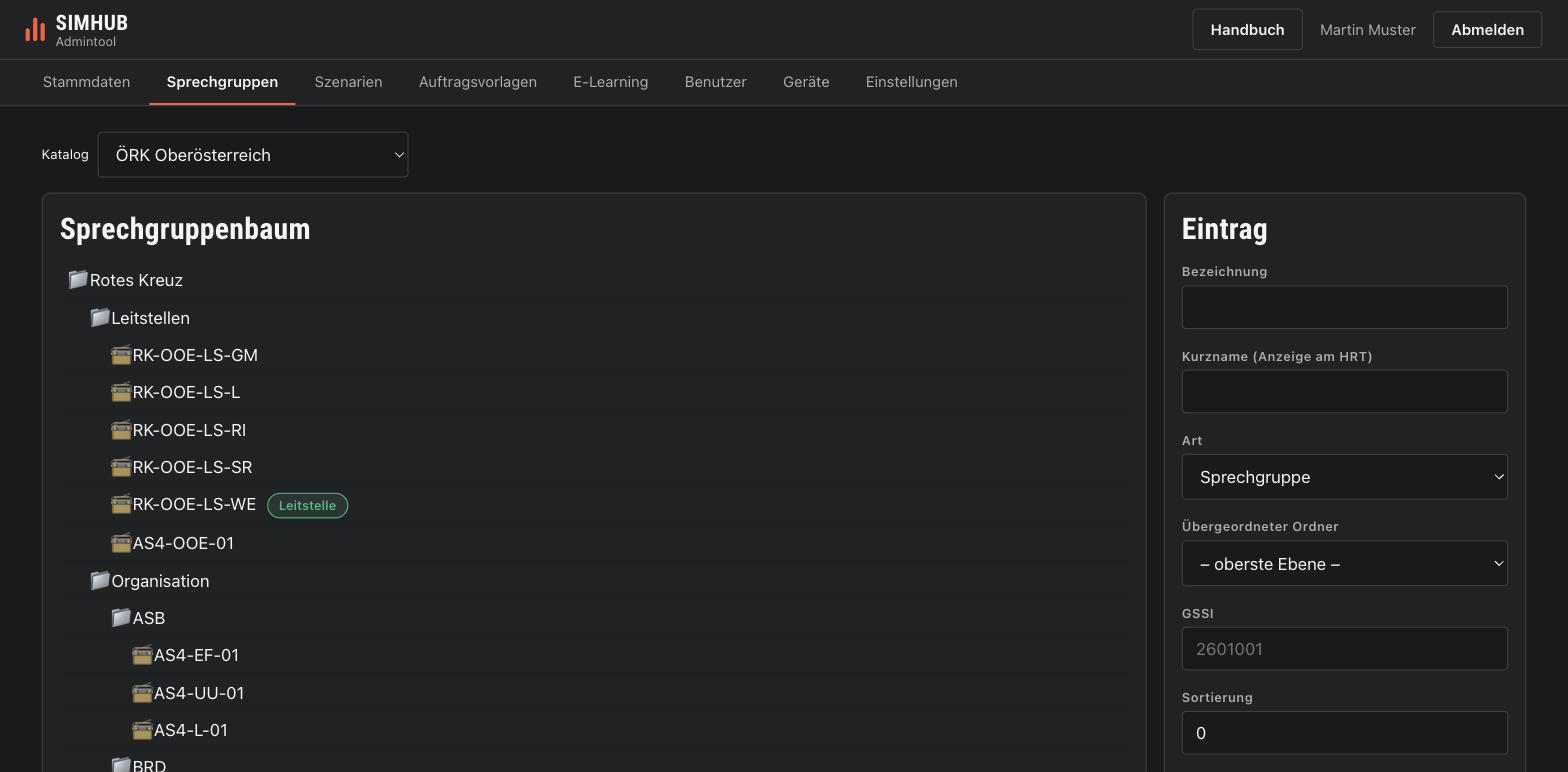Sprechgruppenbaum im Admintool