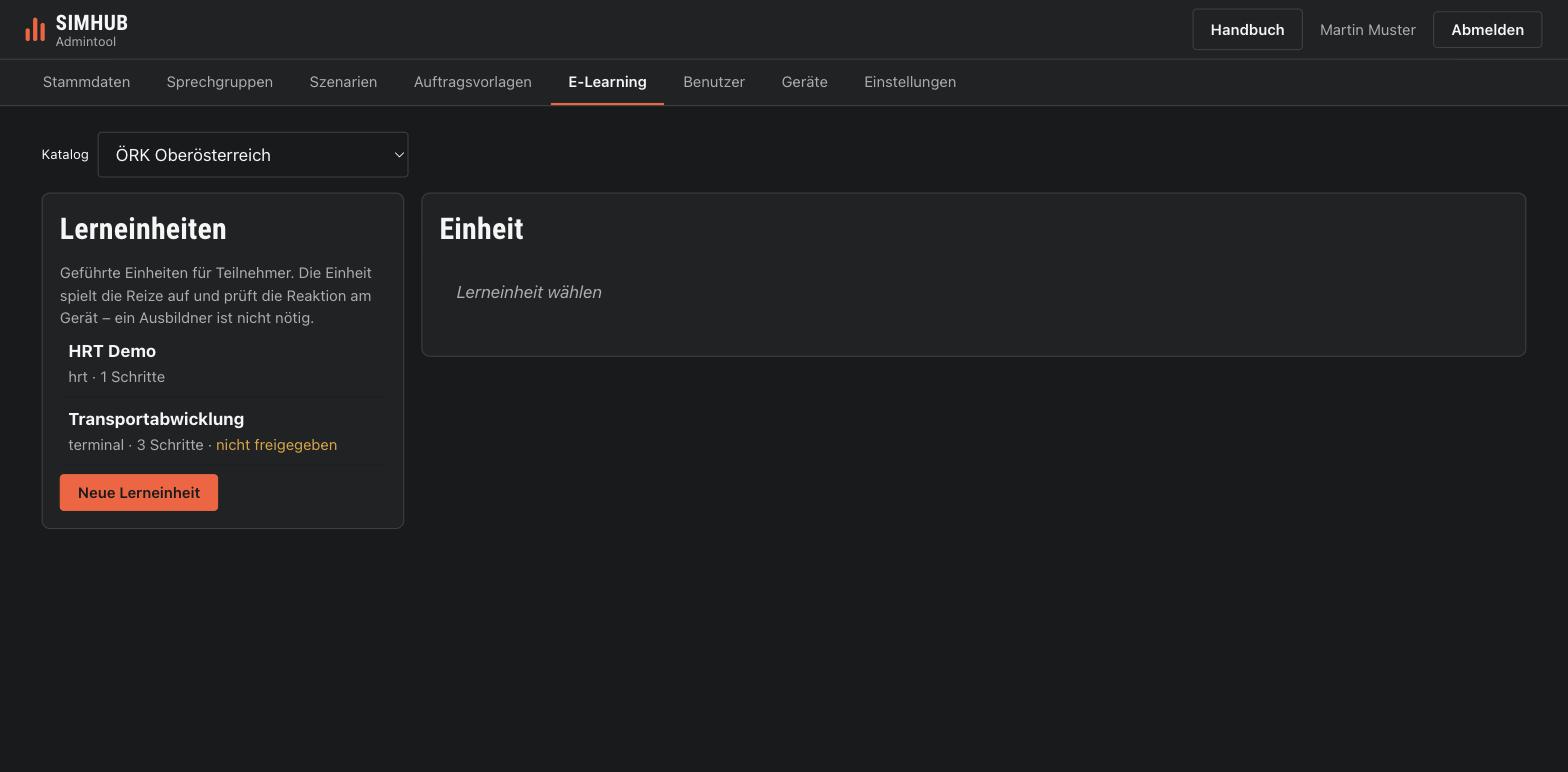 Lerneinheiten im Admintool